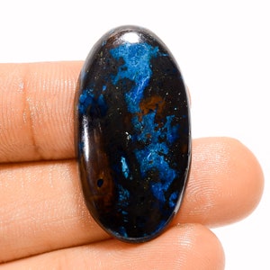 Natural Azurite Cabochon Loose Gemstone, Oval Shape Beautiful Azurite Gemstone 32X17X5 mm 40 Carat Azurite Crystal Stone For Making Jewelry