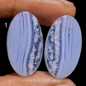 Paire de pierres précieuses en dentelle bleue naturelle d'agate pour la fabrication de boucles d'oreilles, cadeau pour elle