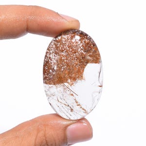Cabochon de quartz de jardin de forme ovale de pierres précieuses de quartz de jardin naturel 44X28X10 mm Pierre de quartz de jardin de 84 carats pour la fabrication de bijoux
