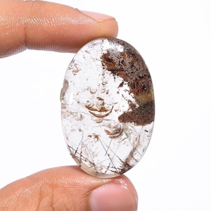 Cabochon de quartz de jardin de forme ovale de pierres précieuses de quartz de jardin naturel 38X25X9 mm Pierre de quartz de jardin de 73 carats pour la fabrication de bijoux