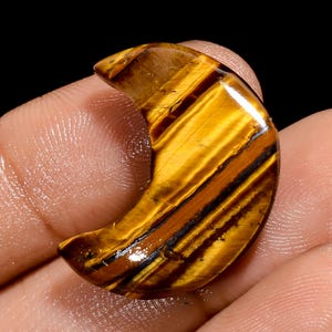 Natürliches Tigerauge Edelstein, Tigerauge Halbmondform Tigerauge Stein, loser Edelstein, für die Herstellung von Schmuck (Samen wie Bild