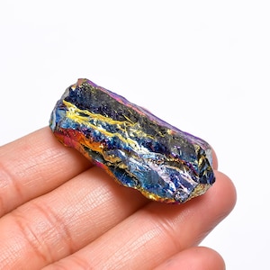 Pietra grezza di opale rivestita in titanio, forma grezza, opale grezza, 41X20X12 mm, cristallo di opale Aura da 58 carati, opale rivestita in titanio metafisico