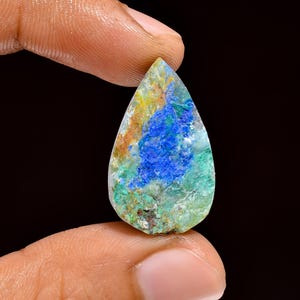 Pietra preziosa naturale di azzurrite Druzy Pietra grezza di azzurrite, pietra preziosa sciolta, forma a pera Azzurrite 25X16X8 mm 25 carati di azzurrite Druzy per la creazione di gioielli