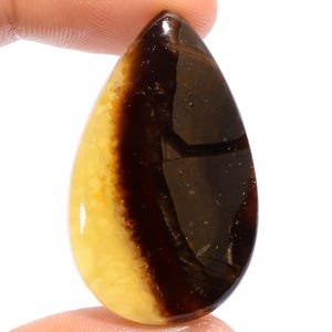 Cabochon septarien jaune naturel, pierre précieuse septarienne, 37X22X5 mm, 34 carats, pierre septarienne en vrac, cristal septarien jaune pour la fabrication de bijoux