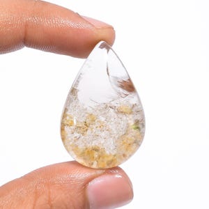 Quartz naturel de jardin en forme de poire cabochon de quartz de jardin 35X23X10 mm 52 carats pierre de quartz de jardin pour la fabrication de bijoux