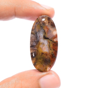 Cabochon d'agate mousse rouge naturelle 34 x 16 x 4 mm, forme ovale, 26 carats, cristal d'agate mousse rouge, pierre d'agate mousse rouge pour la fabrication de bijoux