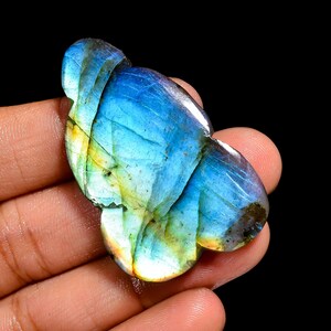 Natural Multi Labradorite Cabochon Loose Gemstone Cloud Shape Labradorite Gemstone 47X29X5 mm 59 Carat Labradorite For Making Jewelry