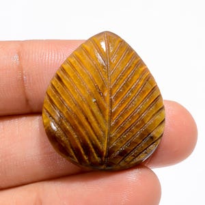 Natürlicher geschnitzter Tigerauge Edelstein, 28X24X6 mm 34 Karat Tigerauge Birnenform Cabochon Tigerauge Stein, loser Edelstein, zur Herstellung von Schmuck
