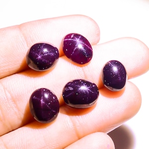 5 peças de cabochão de granada estrela rosa lote 9X9 10 x 9 mm tamanho pedra preciosa granada estrela rosa lote de 5 peças