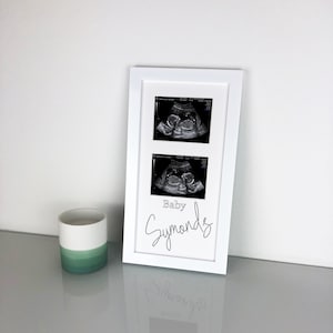 Personalised Ultrasound Baby Scan Print 2app Pregnancy Picture Photo Frame - Free Standing & Wall Mountable - Available in White or Black