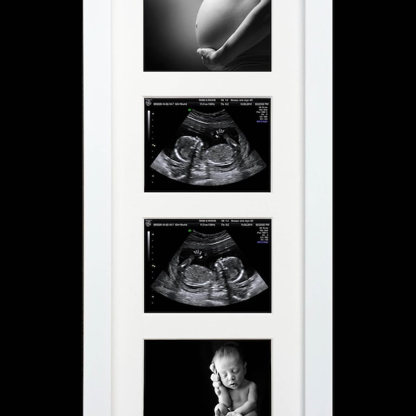 4 cadres photo Baby Scan - cadre photo multi-ouvertures fait main pour échographie - Idée cadeau baby shower - cadres photos faire-part de grossesse