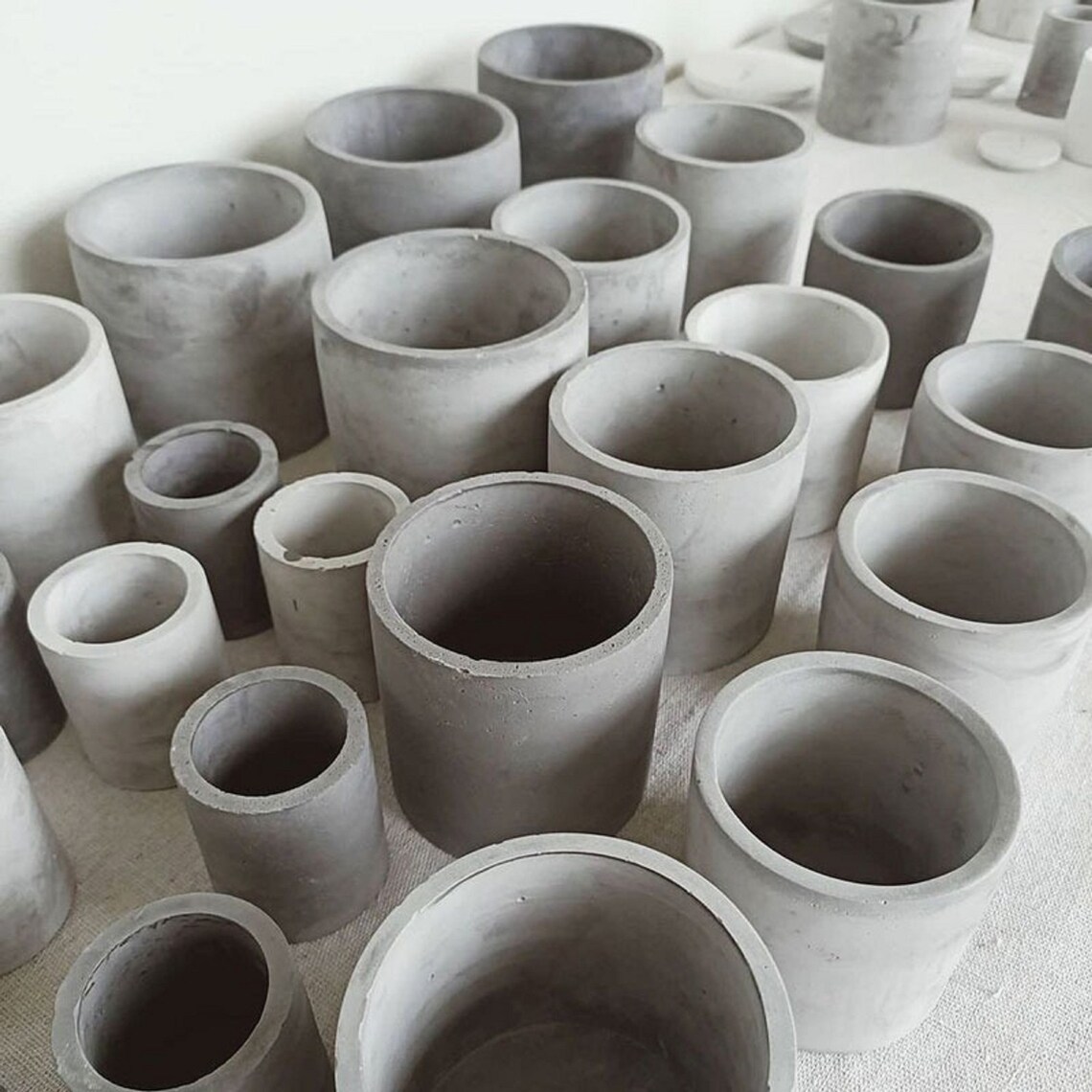 Smart Round Concrete Candle Vessel Mold Etsy