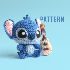 PDF MUSTER |  Blaues Alien und Ukulele Amigurumi