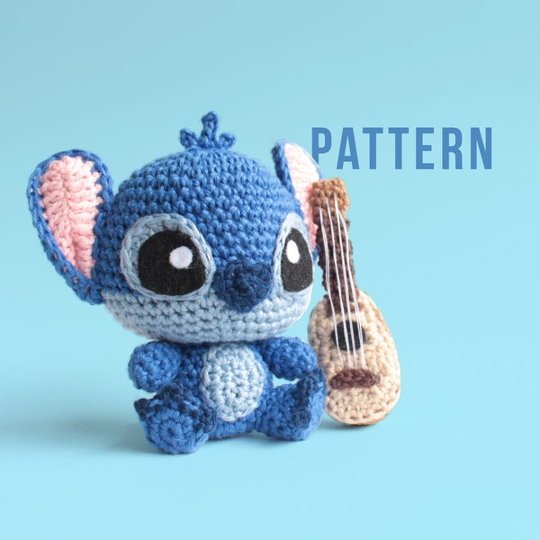 PDF-PATROON | Blauwe Alien en Ukelele Amigurumi