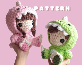 PDF PATTERN |  Chunky Dino Couple Amigurumi