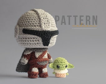 MOTIF PDF | Chasseur de primes et mini bébé extraterrestre Amigurumi