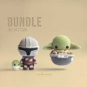 PDF PATTERN BUNDLE | Bounty Hunter + Baby Alien with Pod Amigurumi