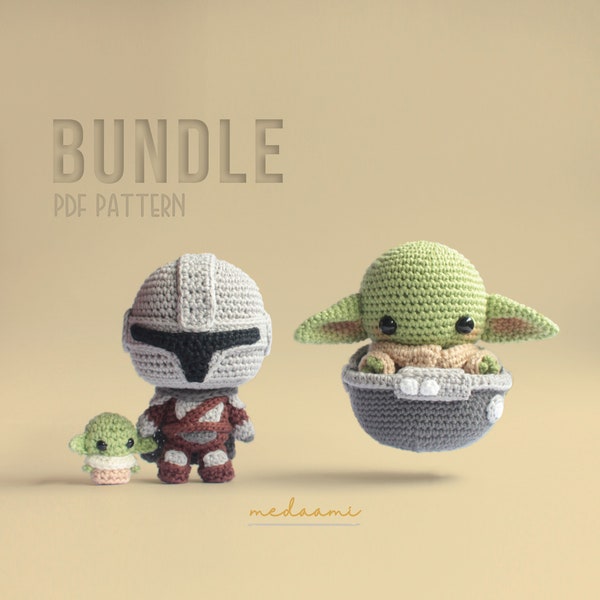 PDF PATROONBUNDEL | Bounty Hunter + Baby Alien met Pod Amigurumi