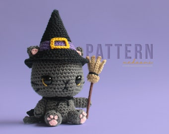 MOTIF PDF |  Amigurumi, chat sorcière d'Halloween