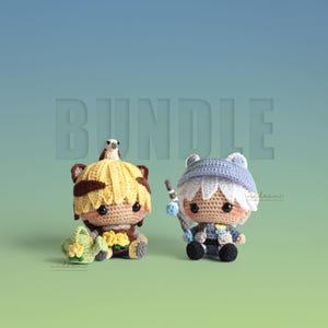 PDFパターンセット｜内気な庭師＋フレンドリーな漁師のあみぐるみ