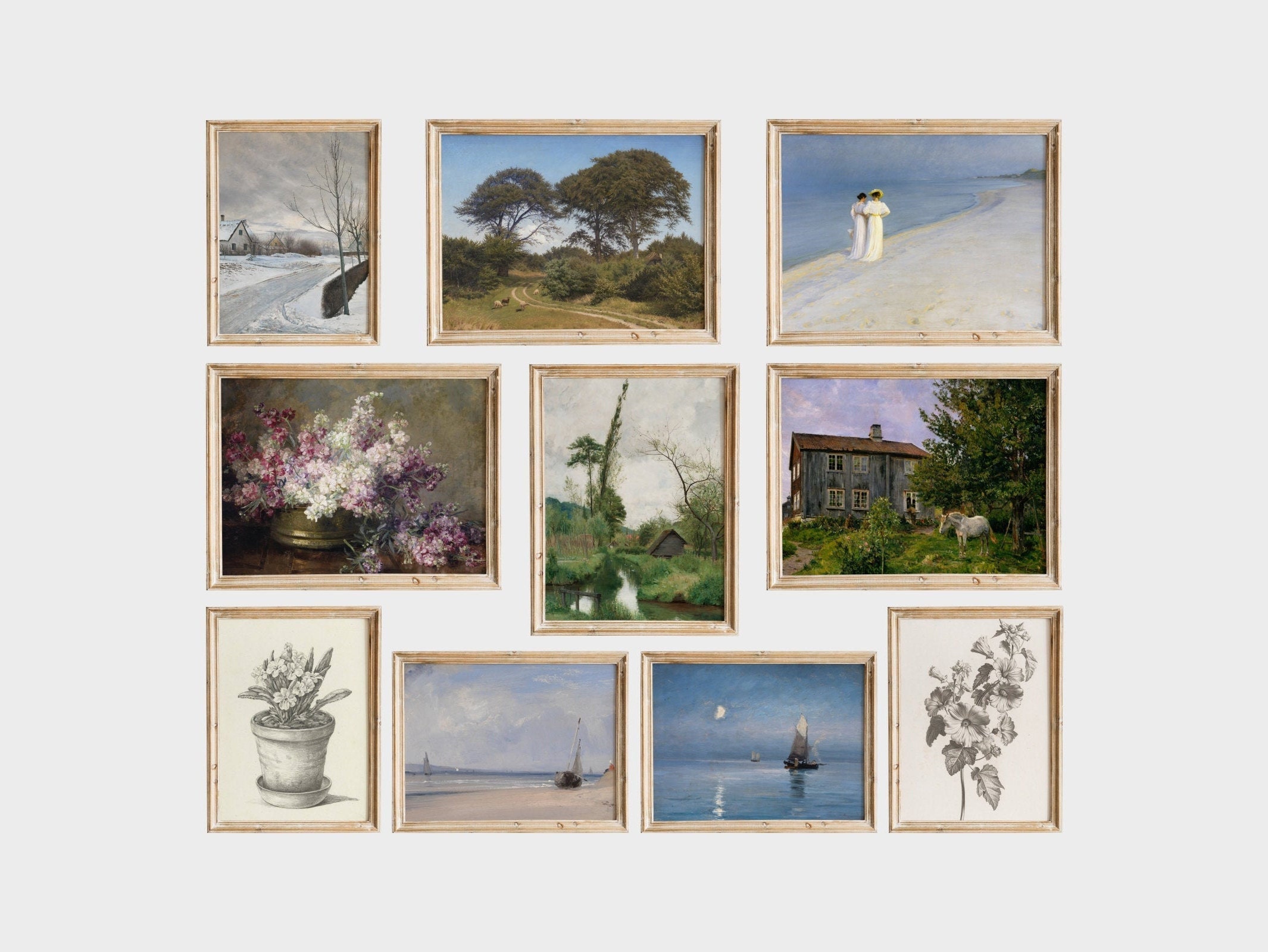 Vintage art print Set Gallery Wall Set Printable art Etsy