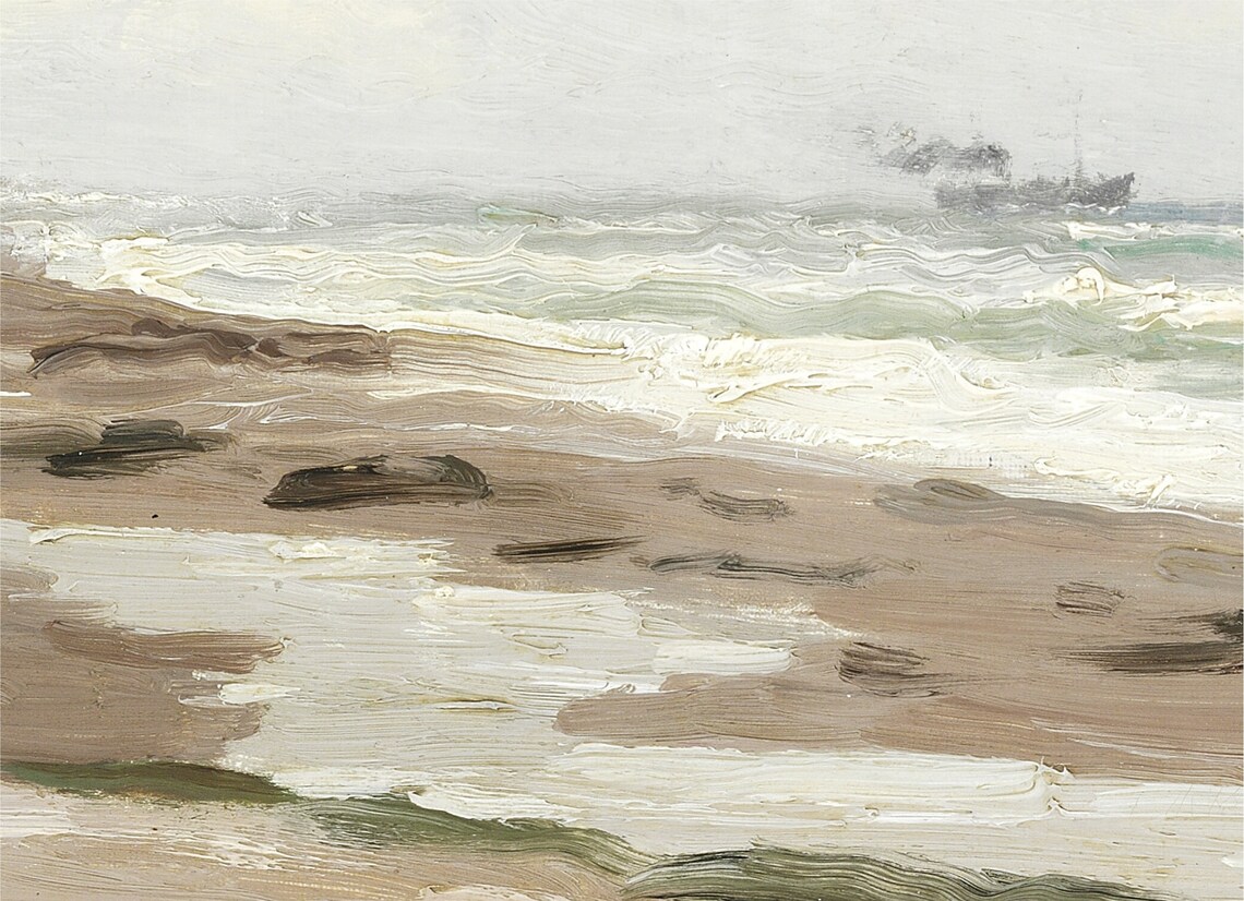 Antique Coastal Painting Vintage Beach Print Printable Art Etsy