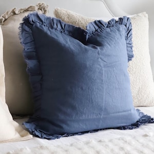 Hallie Navy Ruffled Cushion 45x45cm, Navy Blue Cushion, Ruffle Cushion, Available in Multiple Sizes