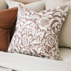 Aria Brown Print Cushion With Duck Feather Pad 45x45