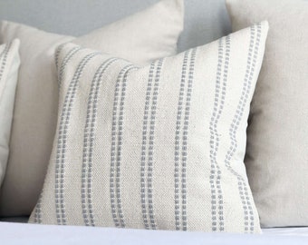 India Cotton Cream And Grey Stripe Cushion 45×45