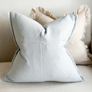 Esmee Dusty Baby Blue Cushion Linen Cushion With Duck Feather Inner | country style | 45x45cm