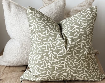 Olive Leaf Printed Cushion With Duck Feather Pad - 2 sizes