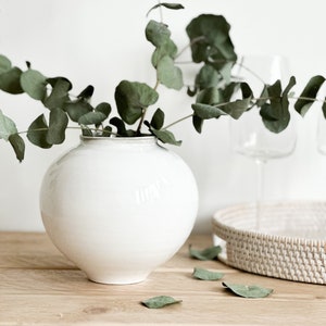White Ceramic Ball Vase