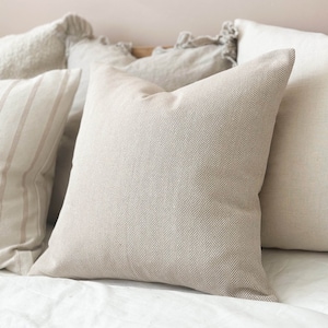 Tia Beige Herringbone Cushion 45×45