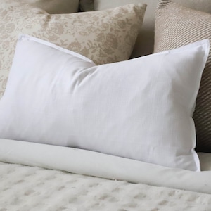 Layla White Linen Cushion 50×30