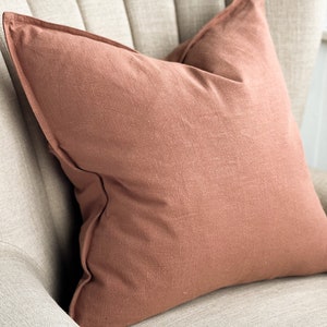 Layla Terracotta Linen Cushion With Duck Feather Inner - 3 Sizes