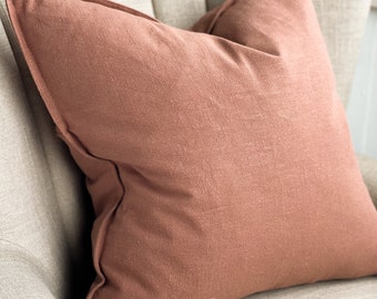 Layla Terracotta Linen Cushion With Duck Feather Inner - 3 Sizes