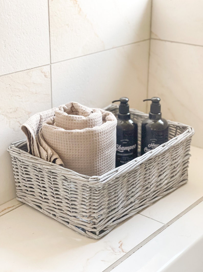 Large Grey Wash Basket Bathroom Storage Living Room Etsy