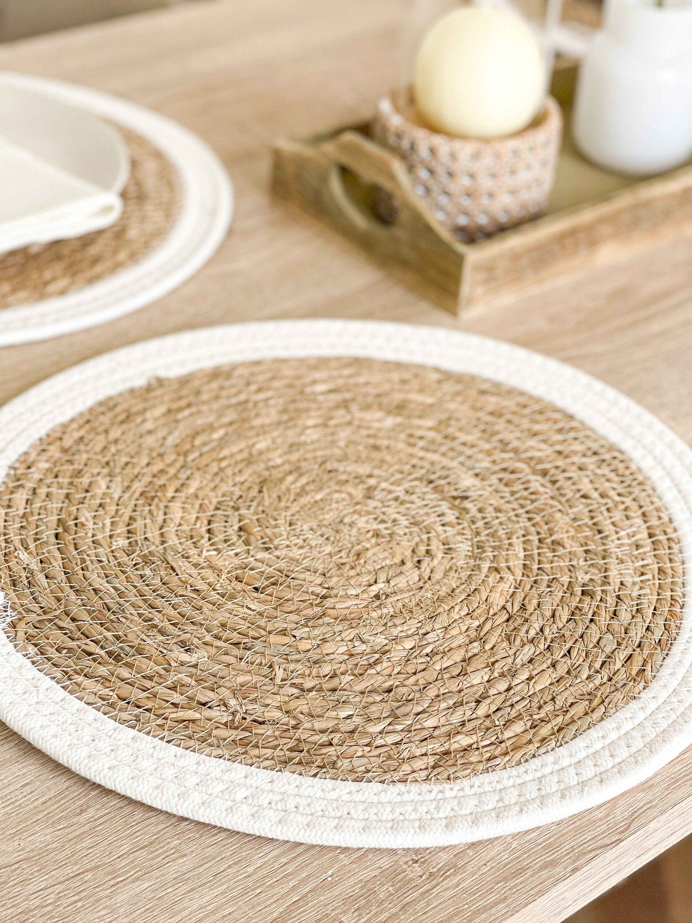 Large Cream Cotton & Seagrass Placemat Etsy UK