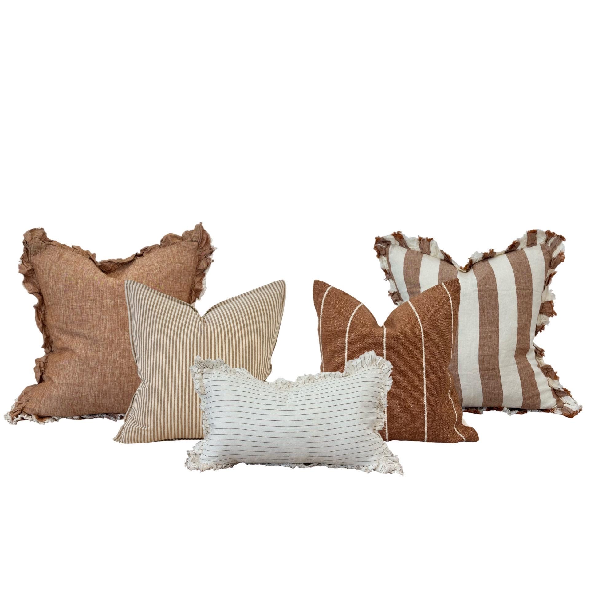 The Large Washed Rust Cushion Combination - Cushion Set - Pillow Set
