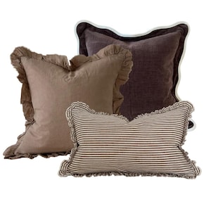 Kussencombinatie donkerbruine streep, kussenset