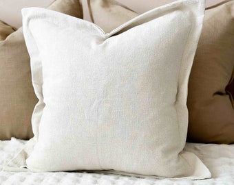 Orla Flange Edge Cream/Sand Cushion With Duck Feather Pad - 3 sizes