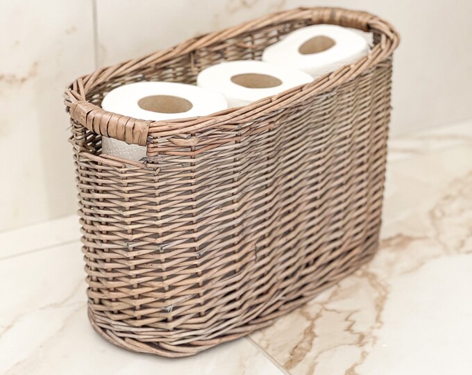 Wicker Toilet Roll Storage Basket With Lid Etsy UK