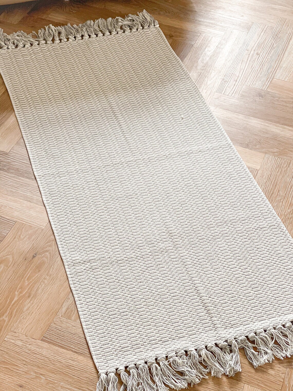 Grey and White Rug 60x130 Bath Mat Fringed Rug Etsy