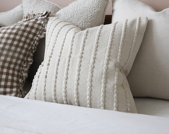 India Cream Textured Stripe Cushion
