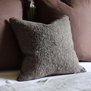 Sofia Chocolate Brown Boucle Cushion,45x45cm, Boucle Cushion, Dark Brown Cushion
