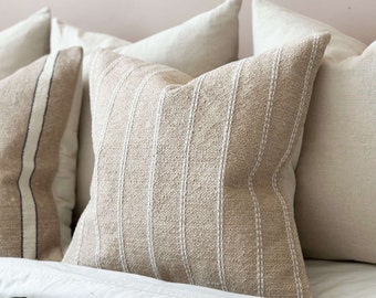 India Cotton Beige Stripe Cushion 45×45 - 2 sizes