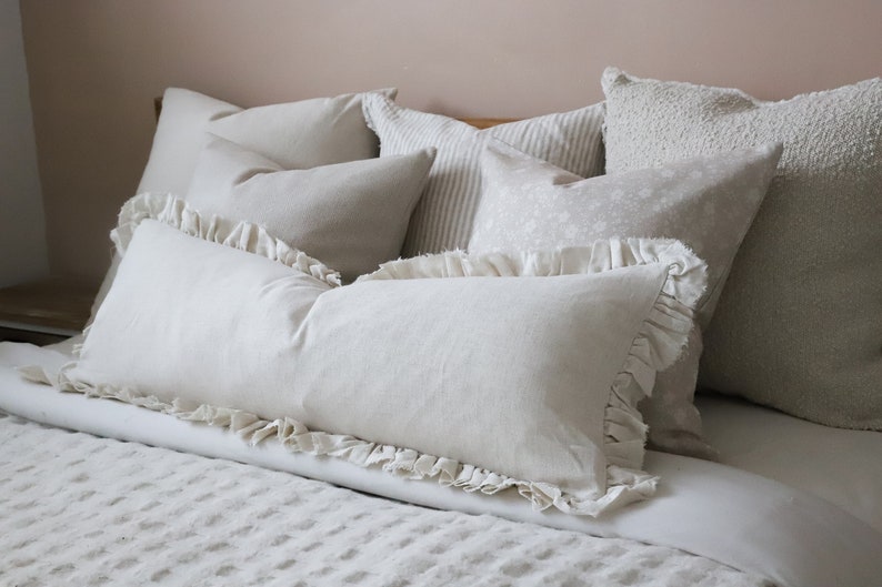 Grace Sand Ruffle Cushion 80×30