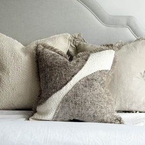 Sienna Grey and Cream Fringed Cushion - 45x45 with feather pad