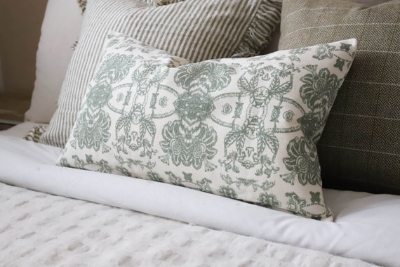 Aria Khaki Print Cushion 30 X 50 With Feather Pad Etsy