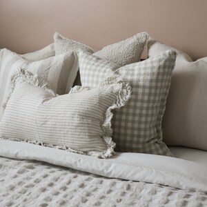 Hallie Natural Beige Stripe Ruffle Cushion 50x30 - Etsy